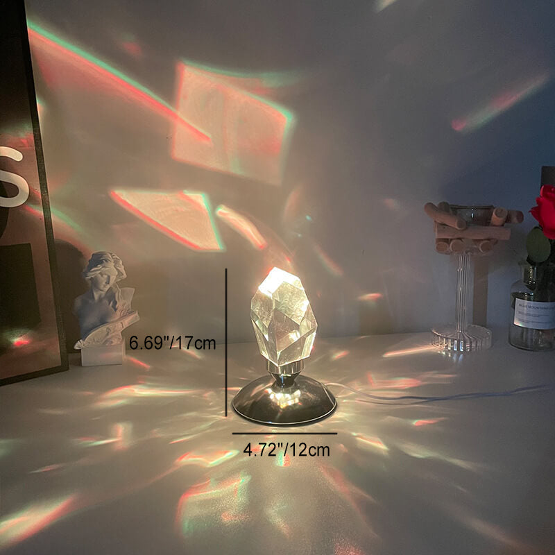 Skanto | LuxorLite Diamond Crystal LED Bordlampe | Luksuriøs Stemningsbelysning | 3 eller 16 Fargeforandring | Trådløs Nattlampe