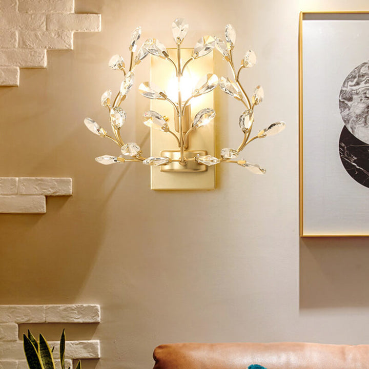 Skanto | Luminis Vegglampe | Luksus Krystall Design | Blad Motif | 1-Lyskilde & Moderne