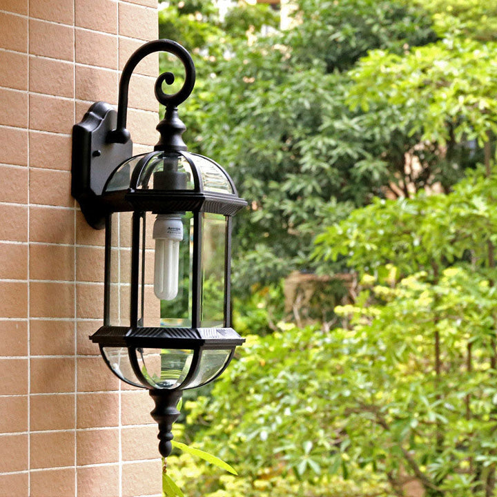 Tradisjonell Vintage Vanntett Hexagonal Aluminium Glass 1-Lykt Utendørs Vegglampe For Hage | Skanto