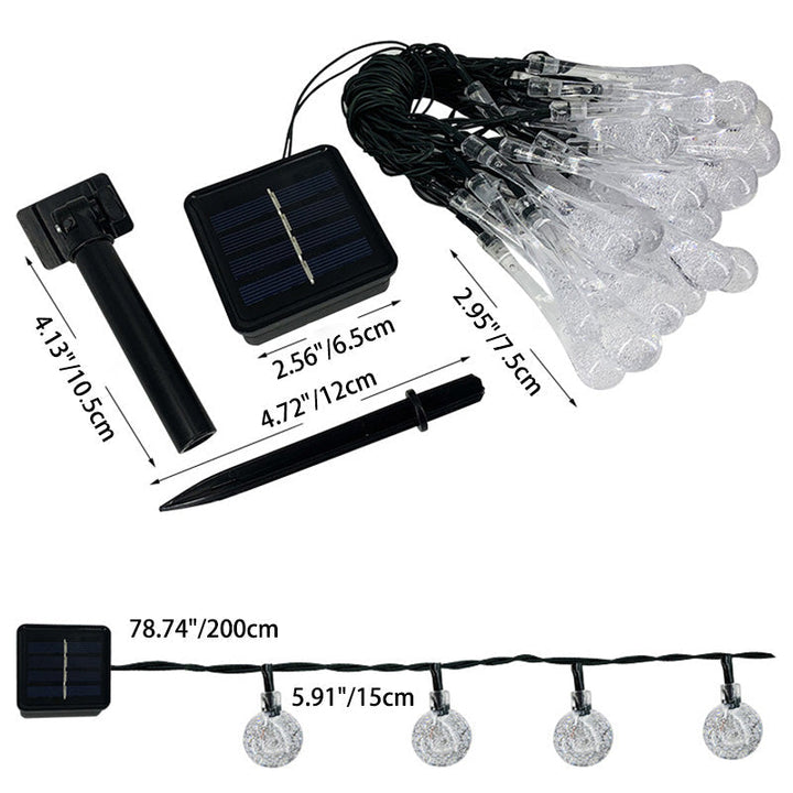 Skanto | Moderne Art Deco Vanntett Sol PVC Gummi Akryl Snø Bi Kule Krystall Kule Tåreformet LED Lyskjede Utendørs Lys For Hage