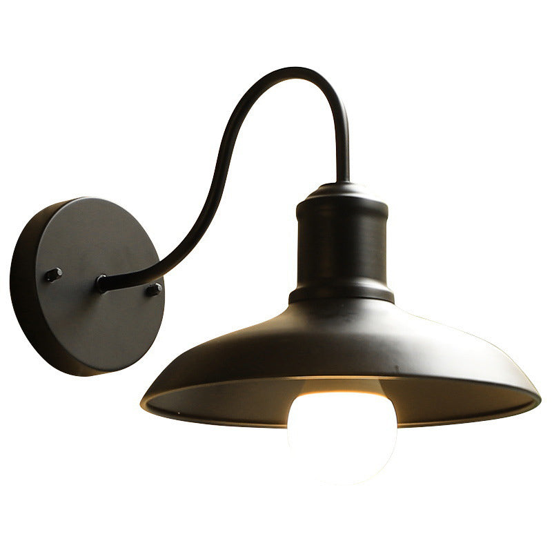 Retro Loft Dome Jern Utendørs Vanntett Vegglampe med 1 Lyskilde og Buet Arm