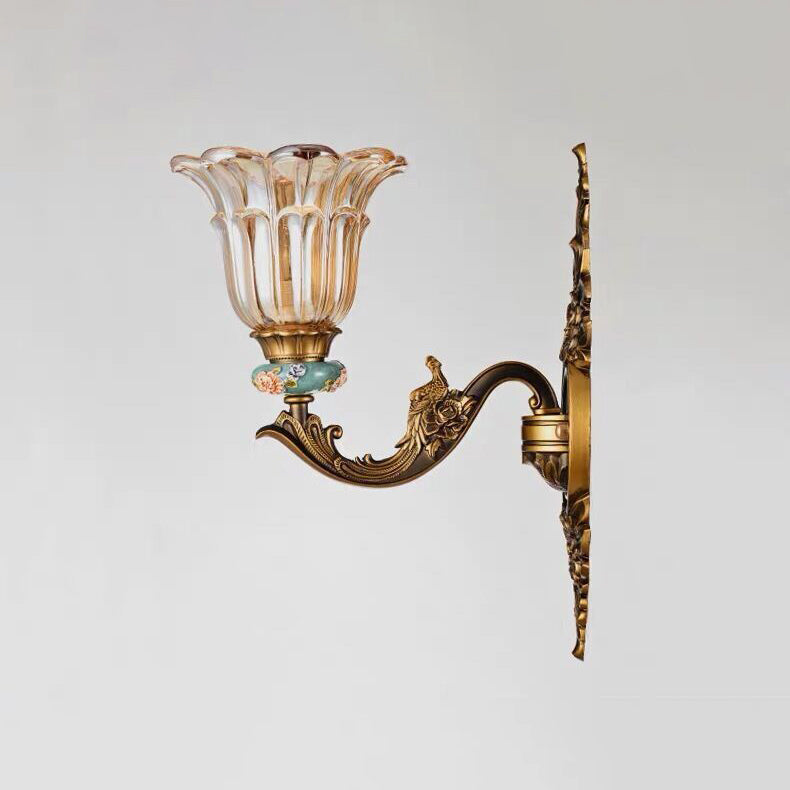 Skanto | FlorisLuxe Europeisk Vegglampe | Blomst Desig | 1-2 Flammer | Høykvalitets Harpiks & Glass | Eleganse for Stue & Gang