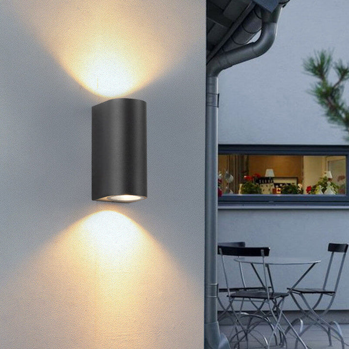 Moderne Enkle Utendørs Vannavstøtende Aluminium Glassylinder 2-Lykt Vegglampe | Skanto