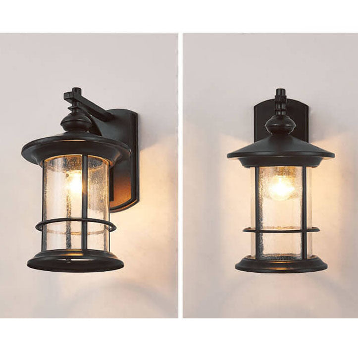 Industriell vintage vegglampe med bobleglassøyle, 1 lyskilde, vanntett, for utendørs bruk