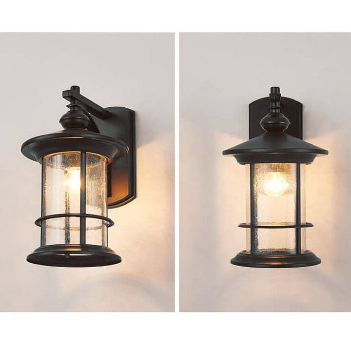 Industriell vintage vegglampe med bobleglassøyle, 1 lyskilde, vanntett, for utendørs bruk