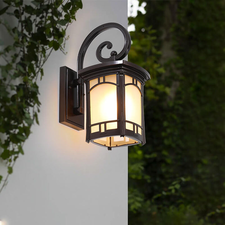 Moderne firkantet aluminiums glass utskåret 1-lampe utendørs vanntett vegglampe | Skanto
