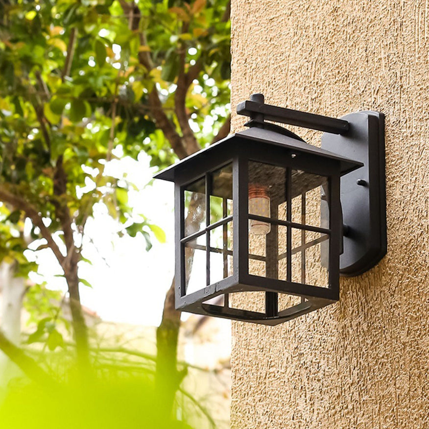 Moderne Enkelhet Vanntett Aluminium Kvadratisk Glass Skjerm 1-Lys Vegglampe For Utendørs Patio | Skanto