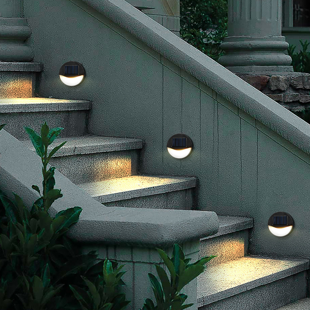 Rund/Firkantet LED solcelledrevet terrassetrappelys, vanntett, solcelledrevet, vanntett