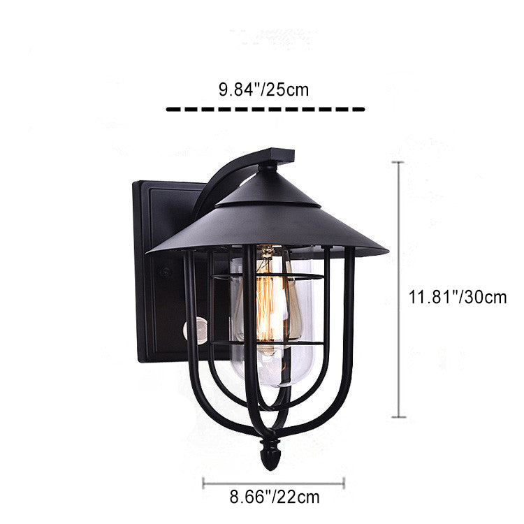Moderne industriell jern vanntett menneskekroppssensor 1-lampe utendørs vegglampe for utendørs terrasse | Skanto