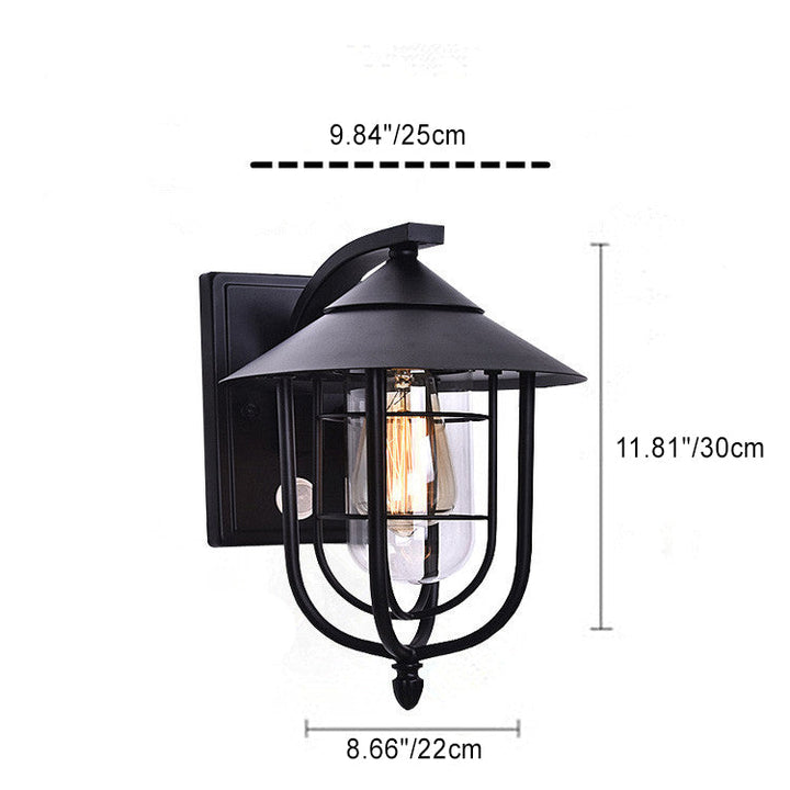 Moderne industriell jern vanntett menneskekroppssensor 1-lampe utendørs vegglampe for utendørs terrasse | Skanto
