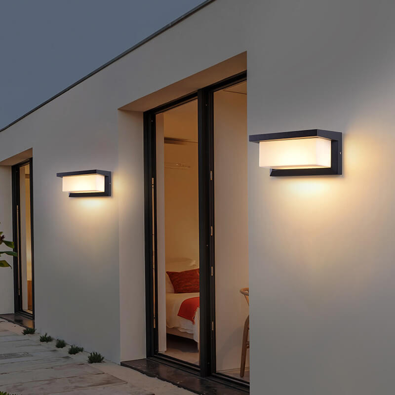 Moderne minimalistiske solrektangel PC LED utendørs vegglampe for utendørs patio | Skanto