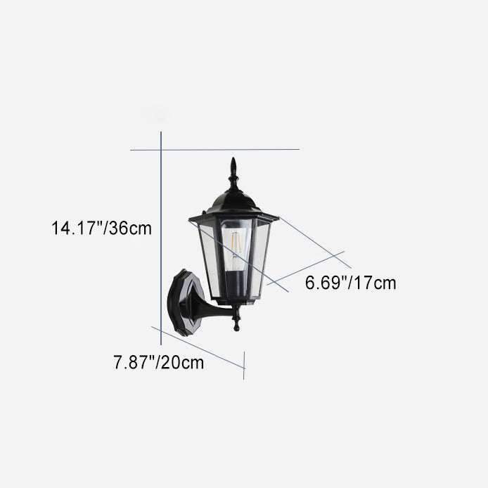 Moderne industriell hexagonal aluminiumsramme frostet glass 1-lykt utendørs vegglampe for hage | Skanto