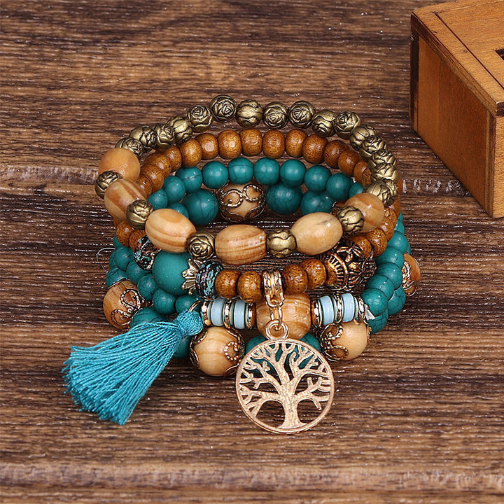 Skanto | Boho Flersjiktet Tresmykke Armbånd