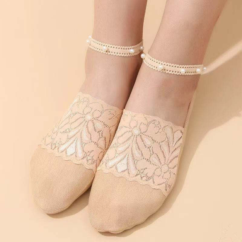 Skanto | Elegant Pearl Lace Sokker