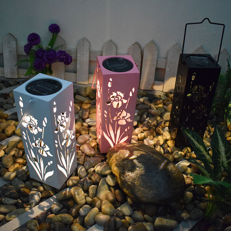 Skanto | Solar Butterfly Rose Pattern Hollow Column LED Utendørs Vanntett Dekorativ Lampe