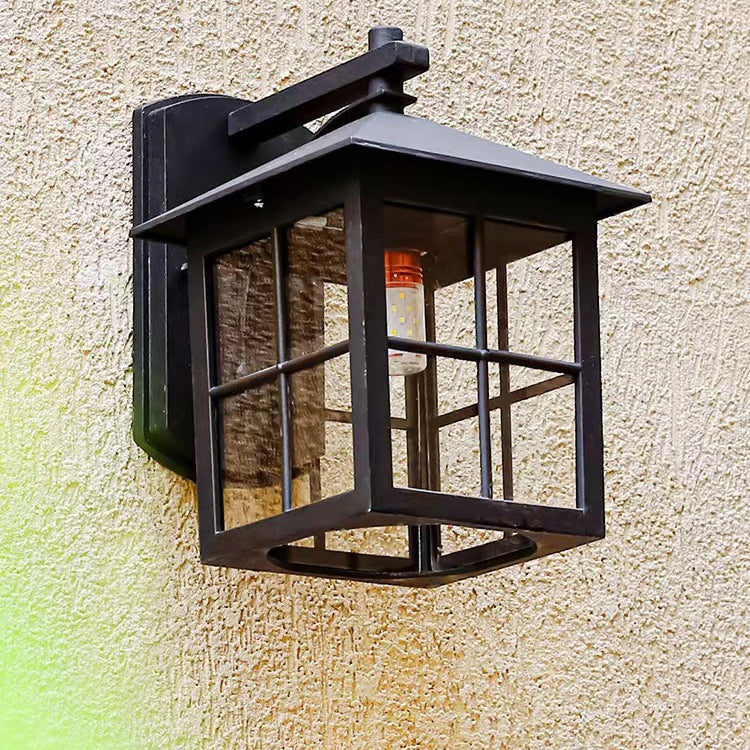 Moderne Enkelhet Vanntett Aluminium Kvadratisk Glass Skjerm 1-Lys Vegglampe For Utendørs Patio | Skanto