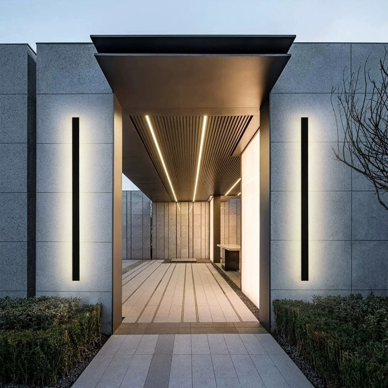 Moderne minimalistisk lang rektangulær aluminium akryl LED vegglampe for hage | Skanto