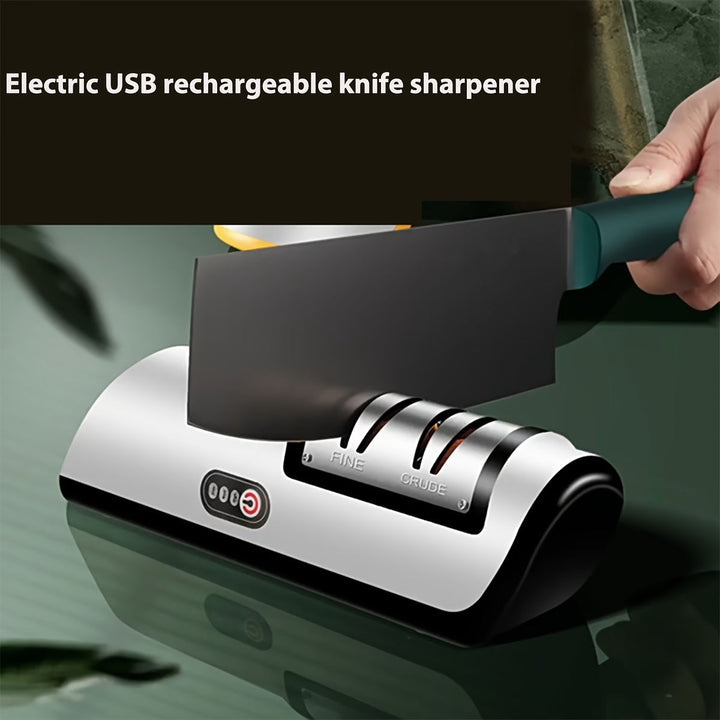 Skanto | Elektrisk knivsliper – Multifunksjonell husholdningsknivsliper, fullautomatisk USB-lading med 2 hastighetsinnstillinger for bruk på kjøkkenet