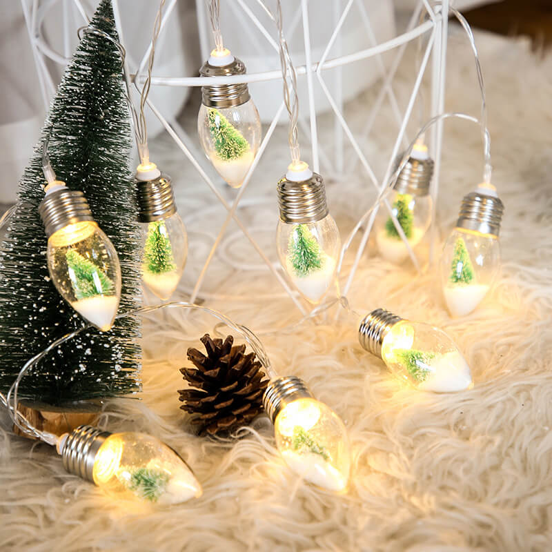 Skanto | LED Ønskebottle Glødelampe Juletre Snø Batteriboks Dekorativ Snorlys