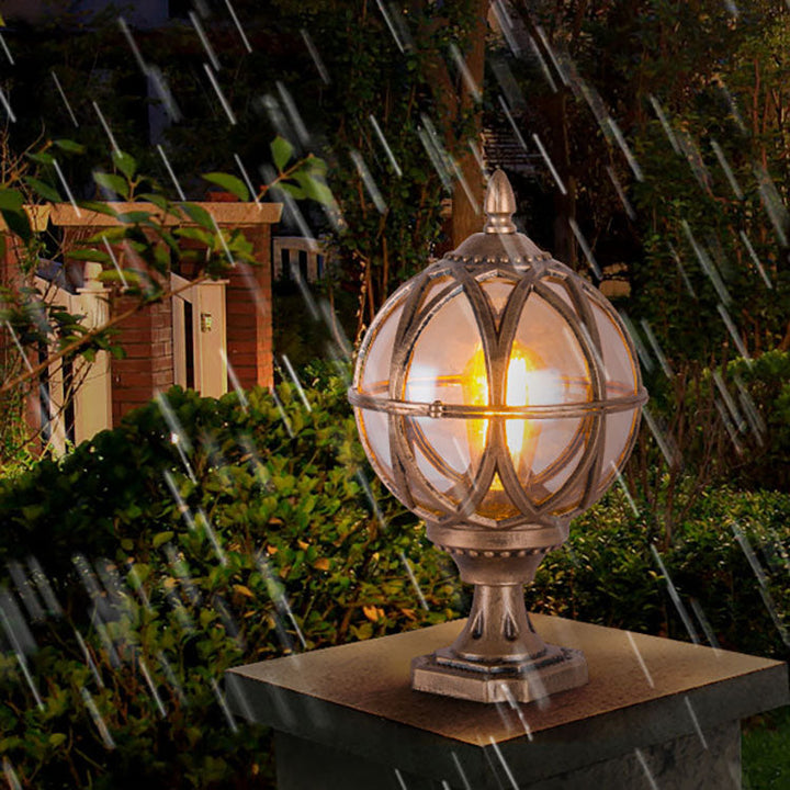Tradisjonell kolonial globe glass aluminium 1-lys utendørs lys for hage | Skanto