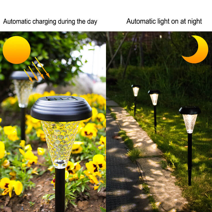 Moderne Solar Glass Cone LED Utendørs Hage Bakkeinnsatts Landskapslys | Skanto