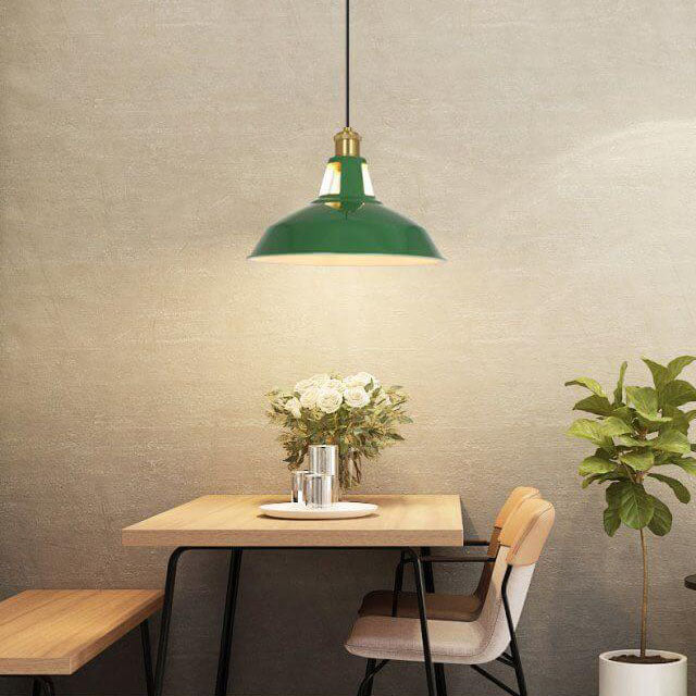 Skanto | RetroDome Industriell Vintage Pendellampe | Grønn Jernkuppel Design | Enkelt Lys | Rustikk Takbelysning