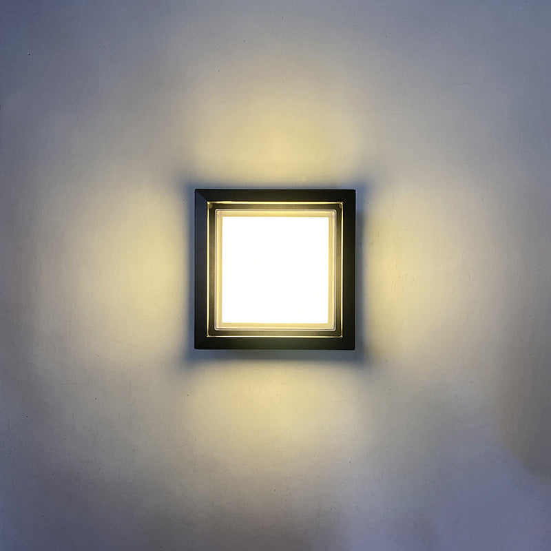 Vanntett firkantet LED-utevegglampe i aluminium og akryl for hagen