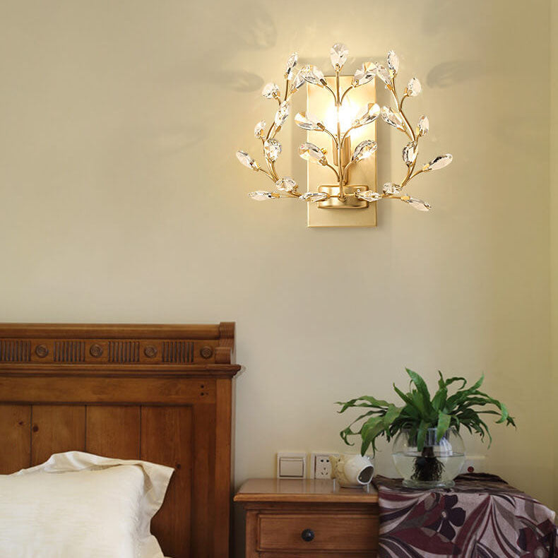 Skanto | Luminis Vegglampe | Luksus Krystall Design | Blad Motif | 1-Lyskilde & Moderne