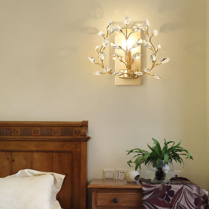 Skanto | Luminis Vegglampe | Luksus Krystall Design | Blad Motif | 1-Lyskilde & Moderne