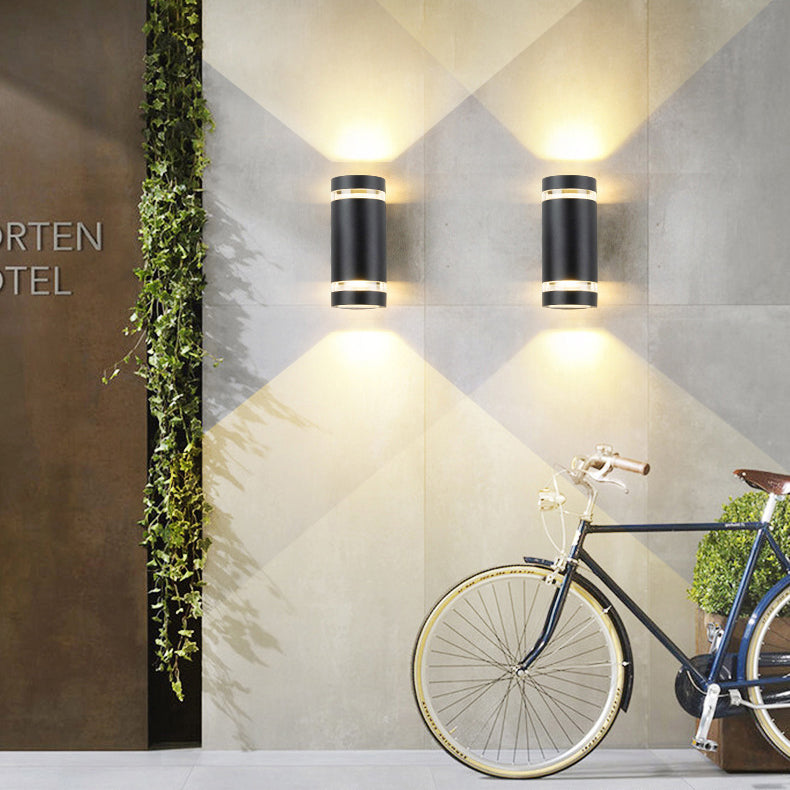 Samtidig industriell vanntett aluminiumsylinder LED opp og ned lyssterk spotlight vegglampe for utendørs terrasse | Skanto