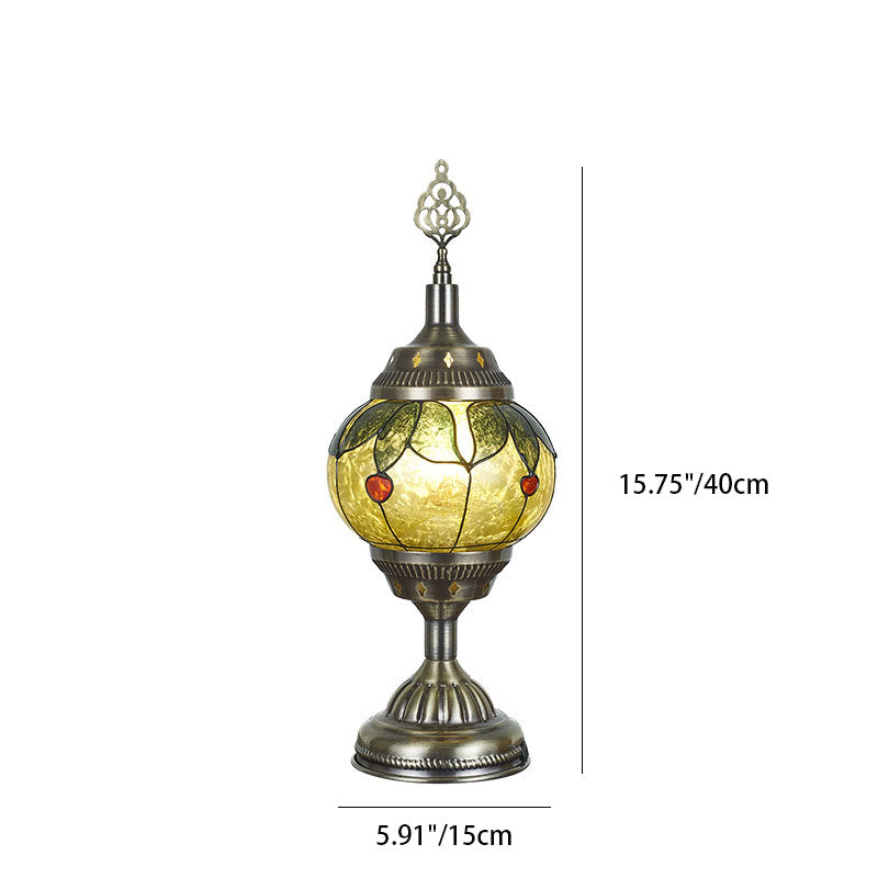 Skanto | Tradisjonell Tiffany romantisk oval jern emaljert 1-lampe bordlampe for soverommet