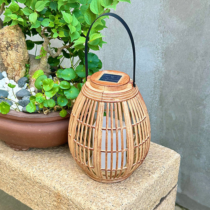 Moderne Art Deco Solrund Lantern Rattan LED Utendørs Landskapslys For Hage | Skanto
