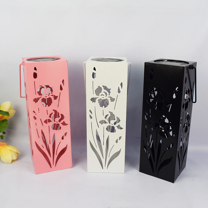 Skanto | Solar Butterfly Rose Pattern Hollow Column LED Utendørs Vanntett Dekorativ Lampe