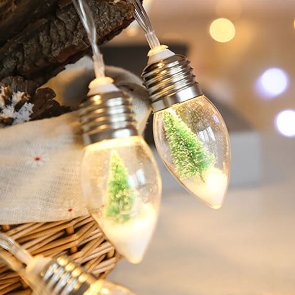 Skanto | LED Ønskebottle Glødelampe Juletre Snø Batteriboks Dekorativ Snorlys