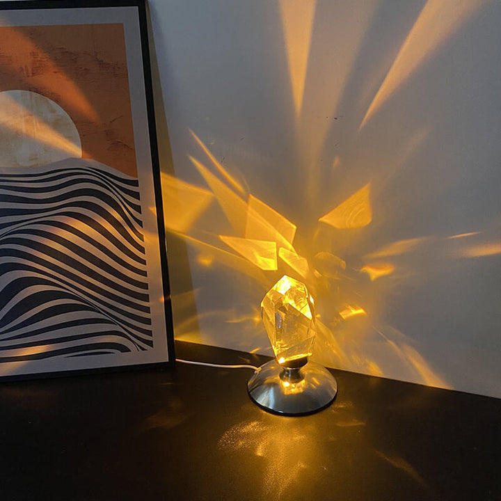 Skanto | LuxorLite Diamond Crystal LED Bordlampe | Luksuriøs Stemningsbelysning | 3 eller 16 Fargeforandring | Trådløs Nattlampe