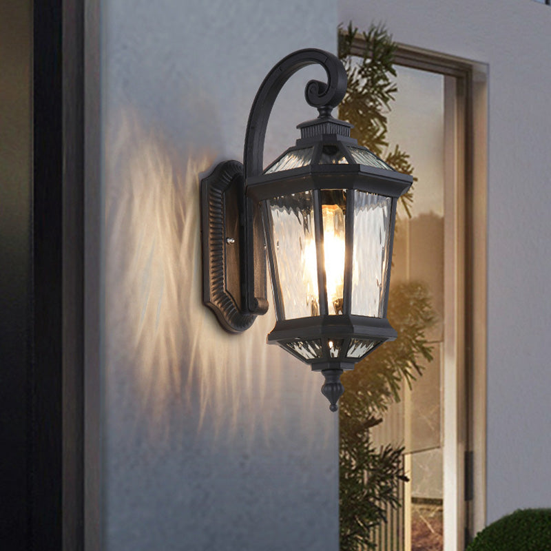 Tradisjonell europeisk vanntett aluminium glass oktagon sylinder 1-lykt vegglampe for hage | Skanto