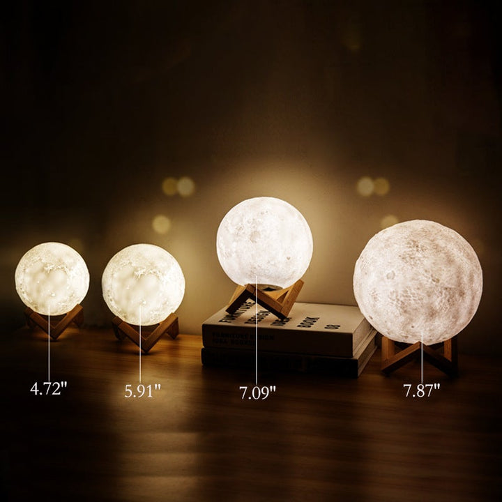 Skanto | Kreativ Mini Oppladbar 3D Utskrevet Måne 1-Lys LED Bordlampe