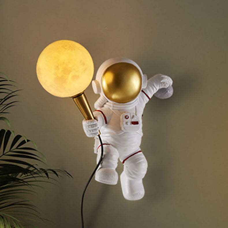 Skanto | Moderne Kreativ Tegneserie Astronaut Harpiks ABS 1-Lyskilde Vegglampe for Soverom