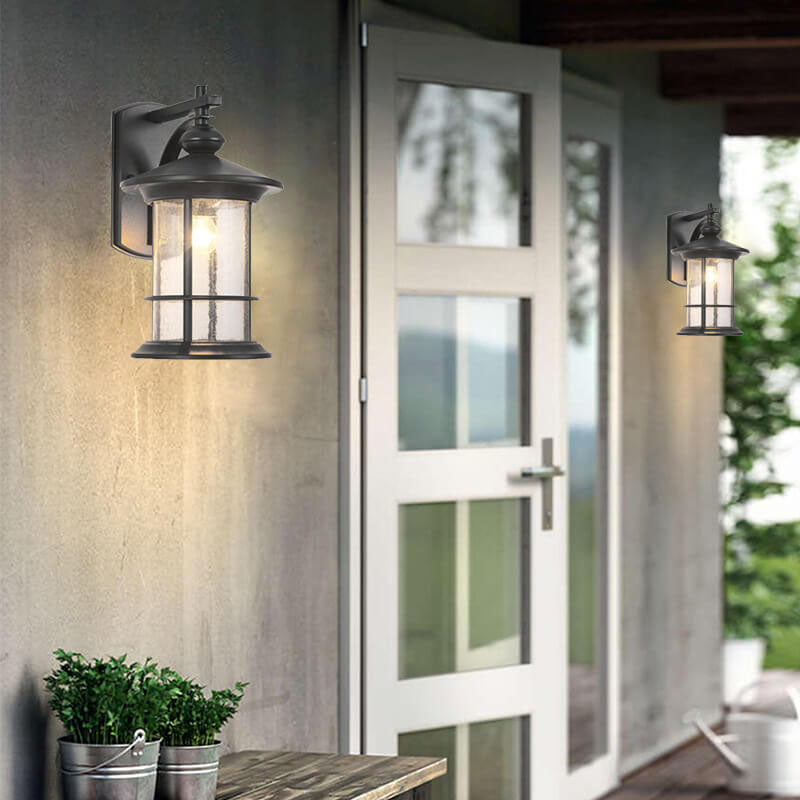 Industrial Vintage Bubble Glass Column 1-Light Utendørs Vanntett Vegglampe | Skanto