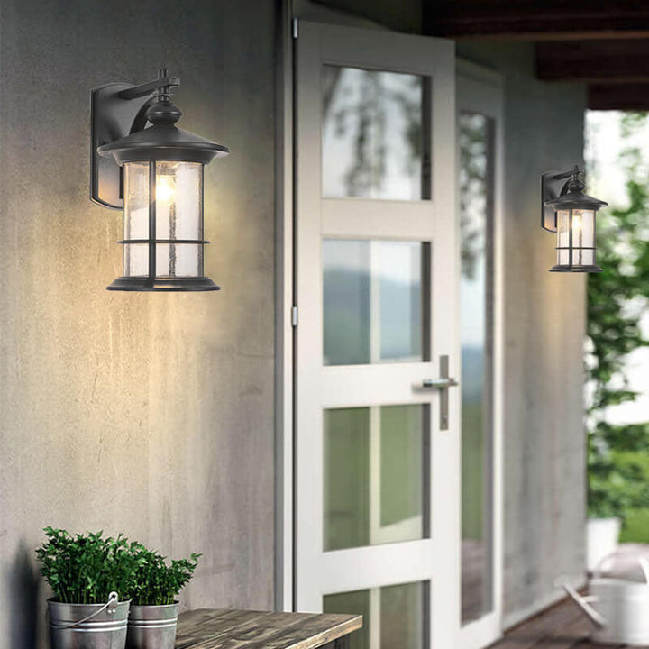 Industrial Vintage Bubble Glass Column 1-Light Utendørs Vanntett Vegglampe | Skanto