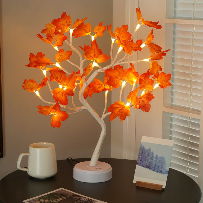 Skanto | Moderne Kreativ Jul Plast Lønnblad Tre Lys LED Dekorativ Bordlampe For Soverom