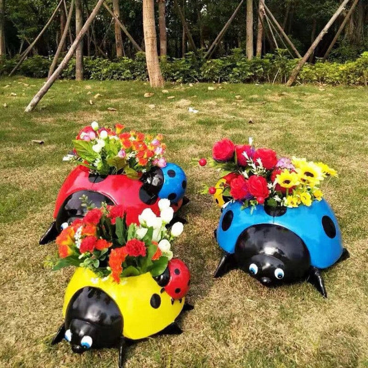 Resin Syv-stjerners Marihøne Blomsterpotte Hage Landskaps Skulptur | Skanto