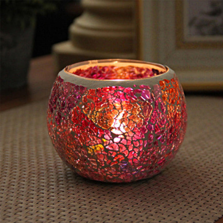 Europeisk Retro Glass Mosaick Te-lysestake