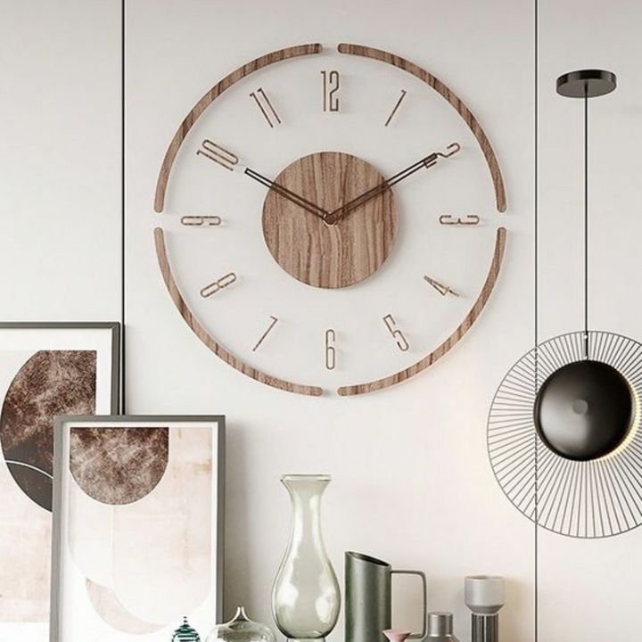 35cm Nordisk Minimalistisk Veggklokke laget av massivt tre | Skanto