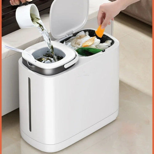 Dual Compartment Dry Wet Section Efficient Modern Home Trash Can | Skanto
