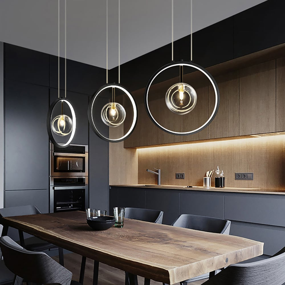 Skanto | Minimalistisk Glass Ball Pendellampe Svart