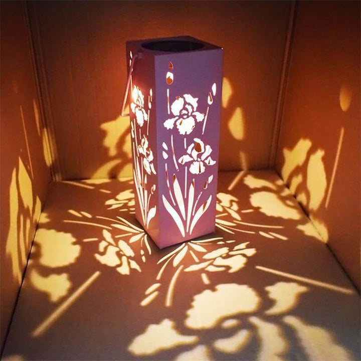 Skanto | Solar Butterfly Rose Pattern Hollow Column LED Utendørs Vanntett Dekorativ Lampe