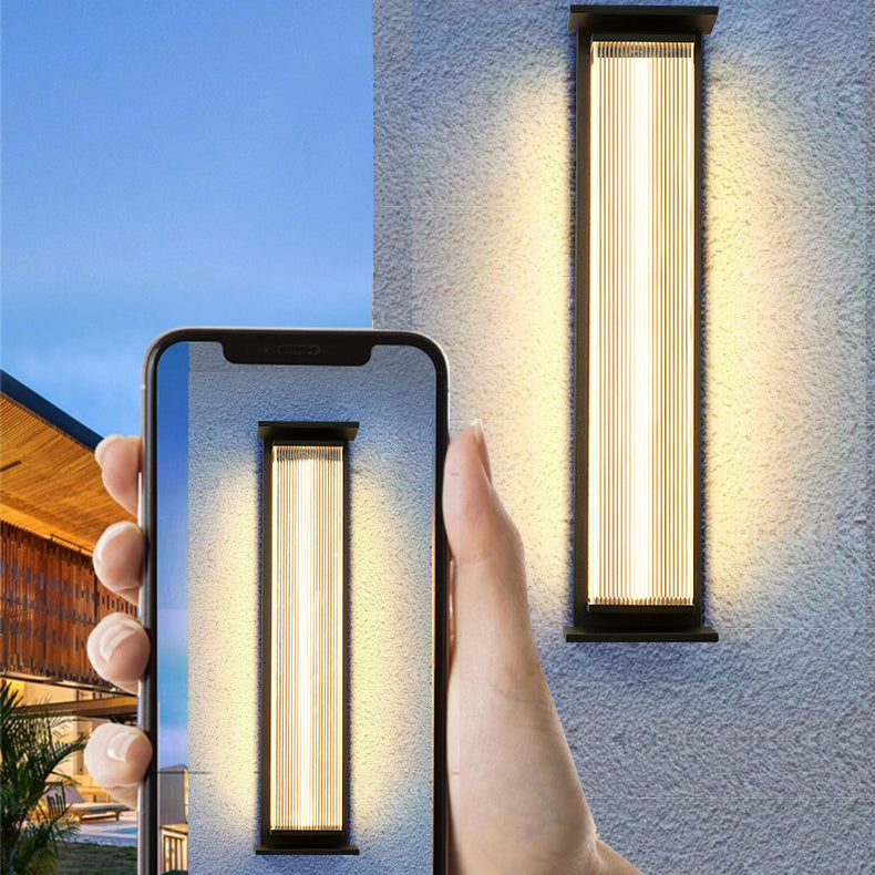 Moderne Minimalistisk Vanntett Rektangulær Rustfritt Stål Akryl LED Vegglygte Lampe For Utendørs Patio | Skanto