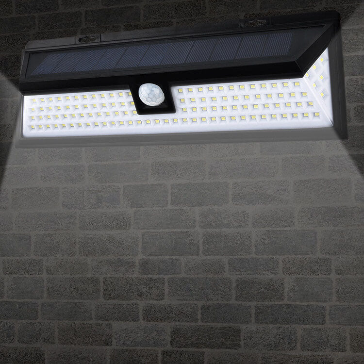Moderne svart rektangulær menneskelig sensor solvarmvanntett utendørs hage LED vegglampe | Skanto
