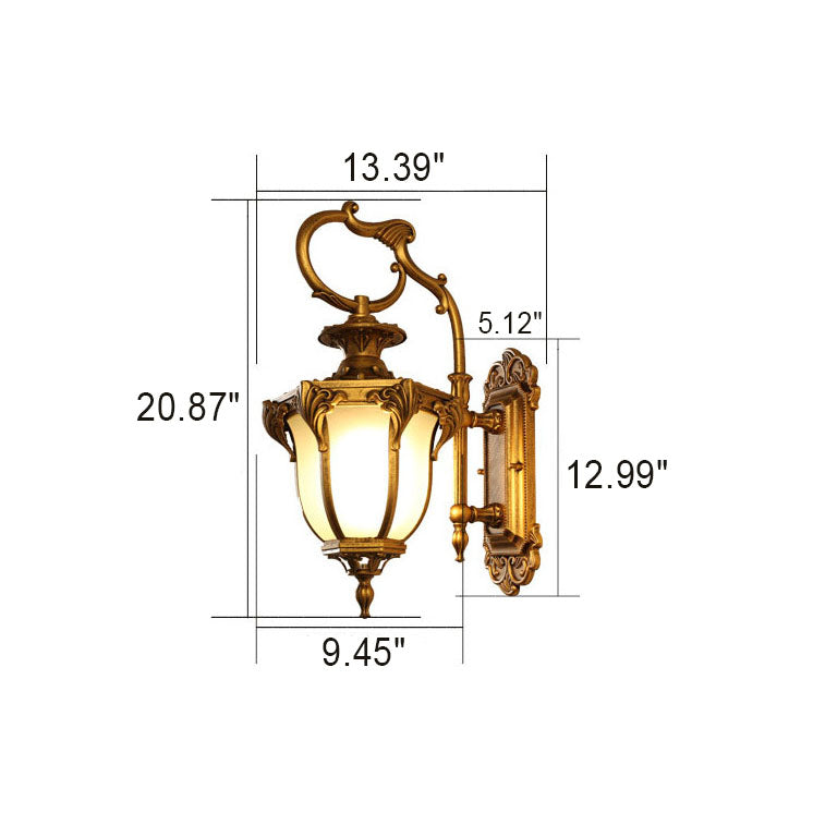 Europeisk Retro Aluminium Glass Utskåret Lantern 1-Lys Utendørs Vanntett Vegglampe | Skanto